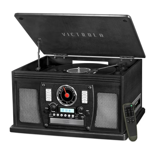 Victrola Navigator 8-in-1 Classic Bluetooth Record Player With USB Encoding And 3-Speed Turntable (Black)