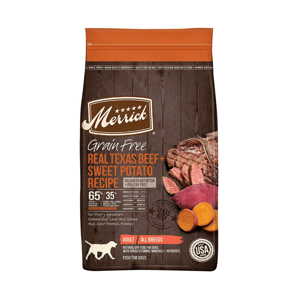 Merrick Grain Free With Real Meat Sweet Potato Dry Dog Food. 22 lbs