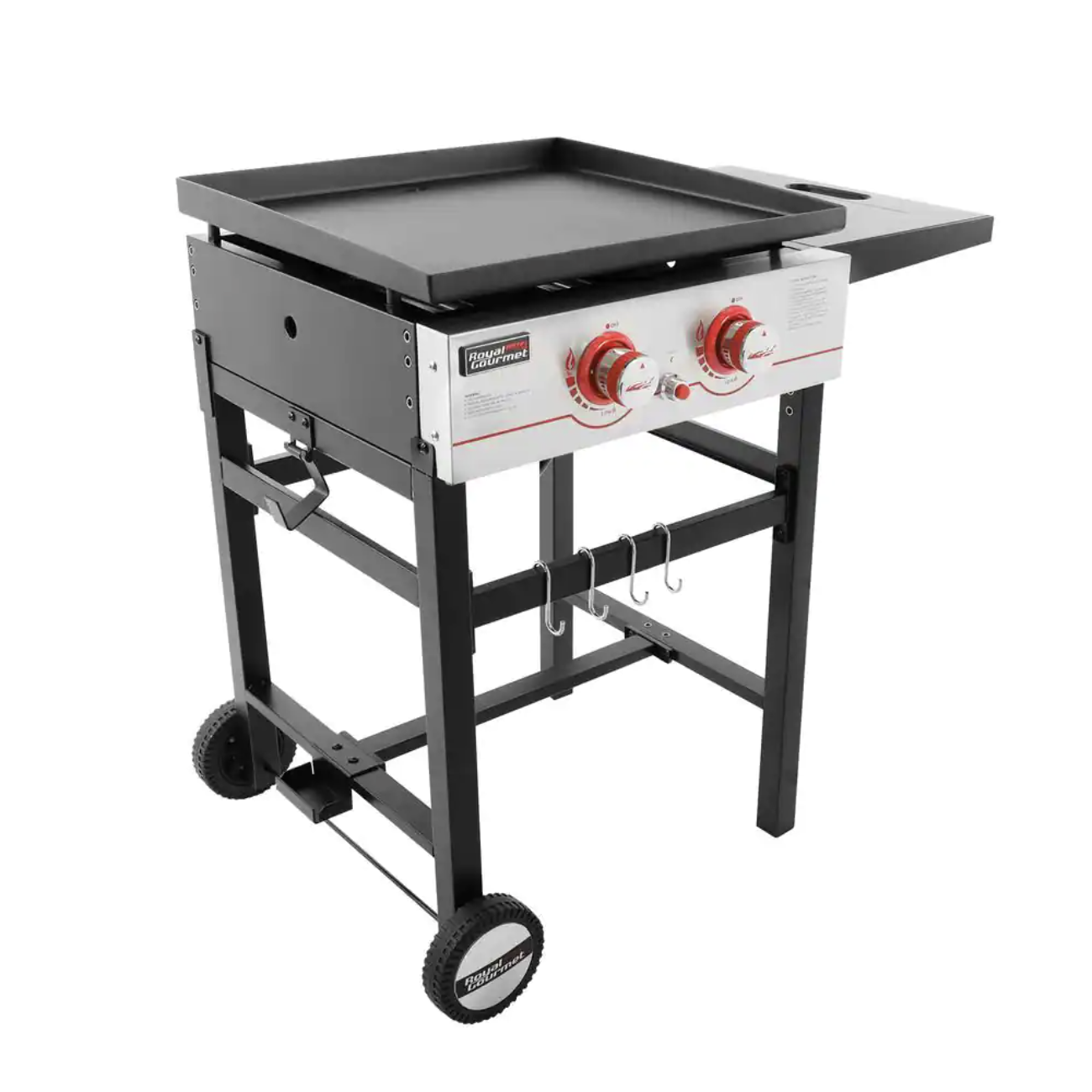 Royal Gourmet 2 Burner Propane Gas Grill Griddle with Fixed Side Tables