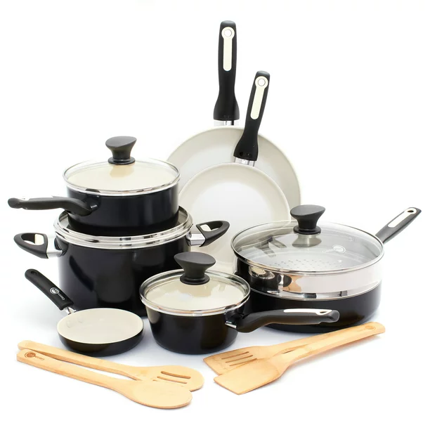 GreenPan Rio Ceramic Nonstick 16-Piece Set. Black