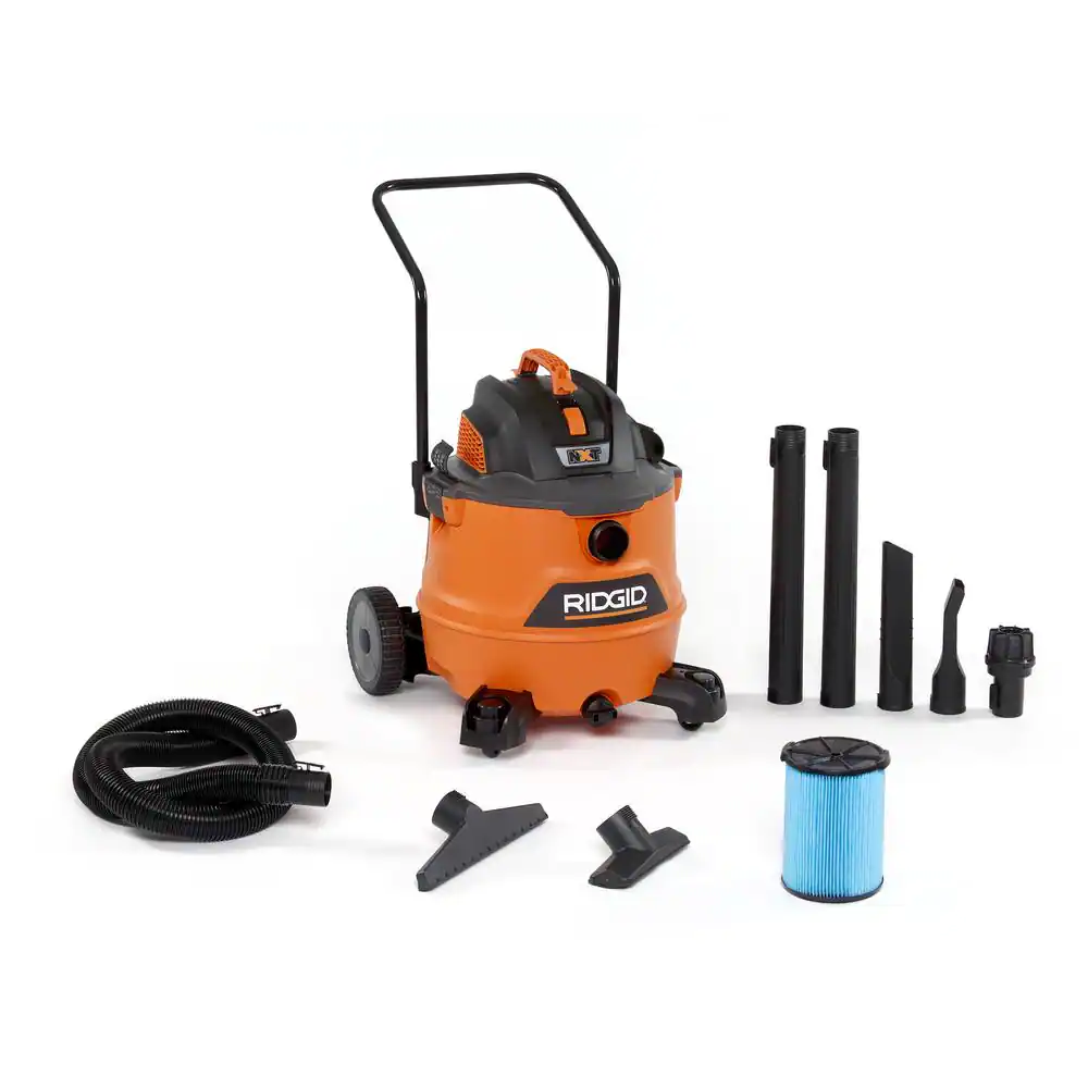 Ridgid 16 Gallon 6.5-Peak HP NXT Wet/Dry Shop Vacuum with Cart. Fine Dust Filter. Hose and Accessories
