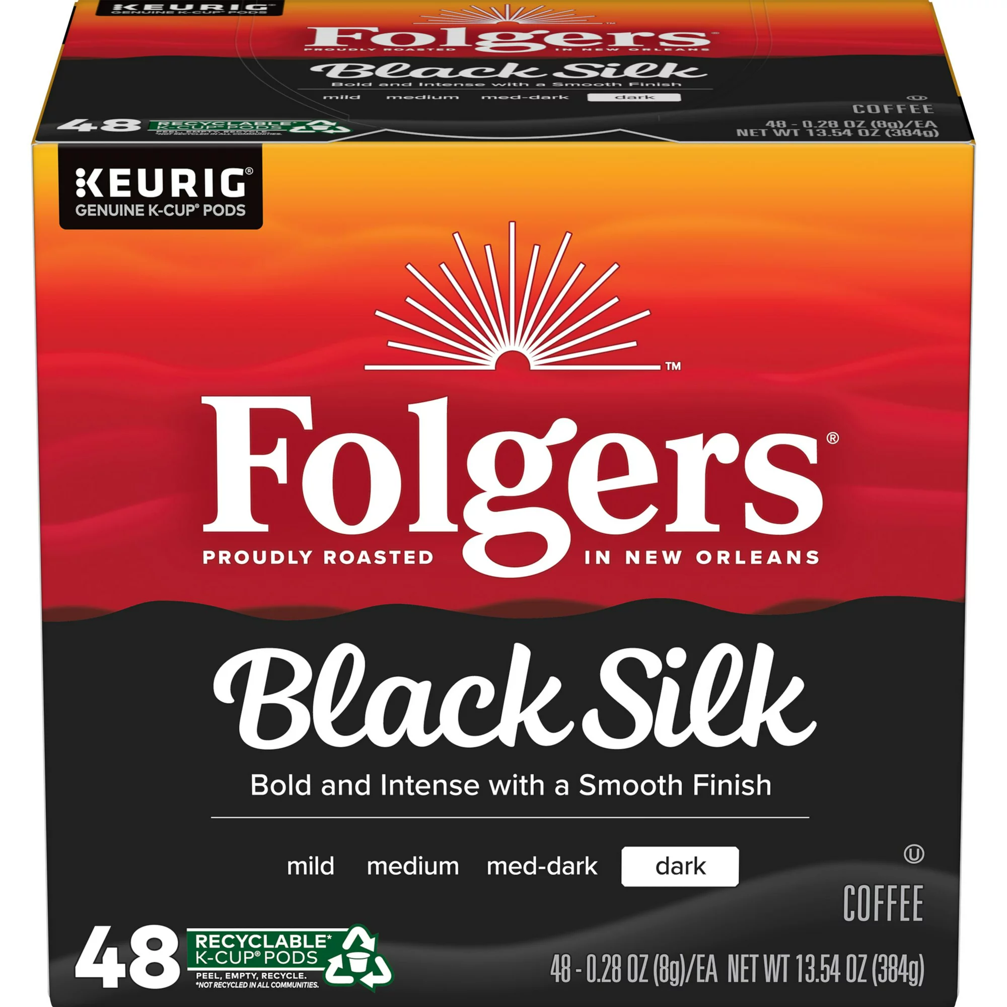 Folgers Black Silk. Dark Roast Coffee. K-Cup Pods. 48-Count