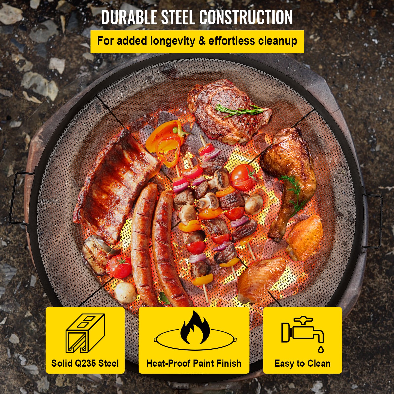 Vevor Round Fire Pit Grate. 25″ Diameter Fire Pit Grill Grate. X-Marks Round Grill Grate