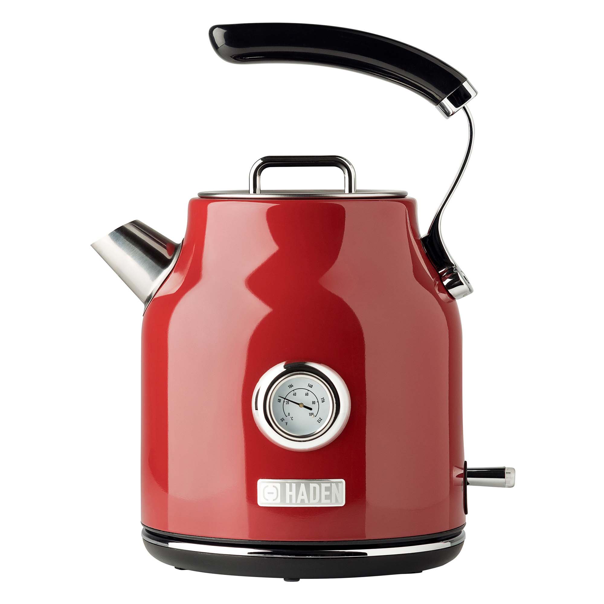 Haden Dorset 1.7 Liter Stainless Steel Electric Tea Kettle. Red