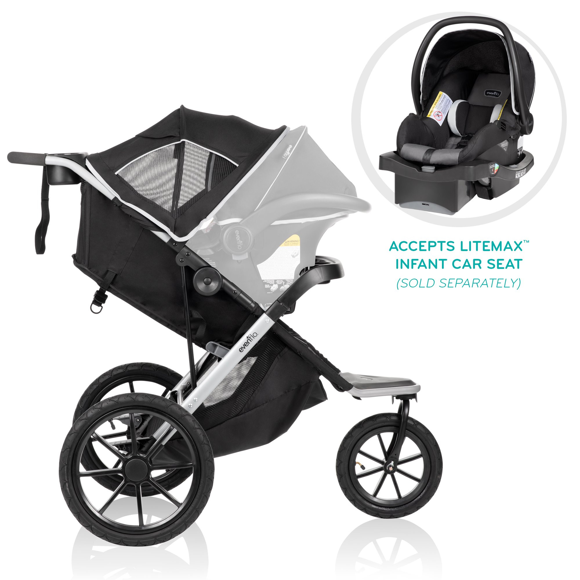 Evenflo Victory Plus Compact-Fold Jogging Stroller. Gray