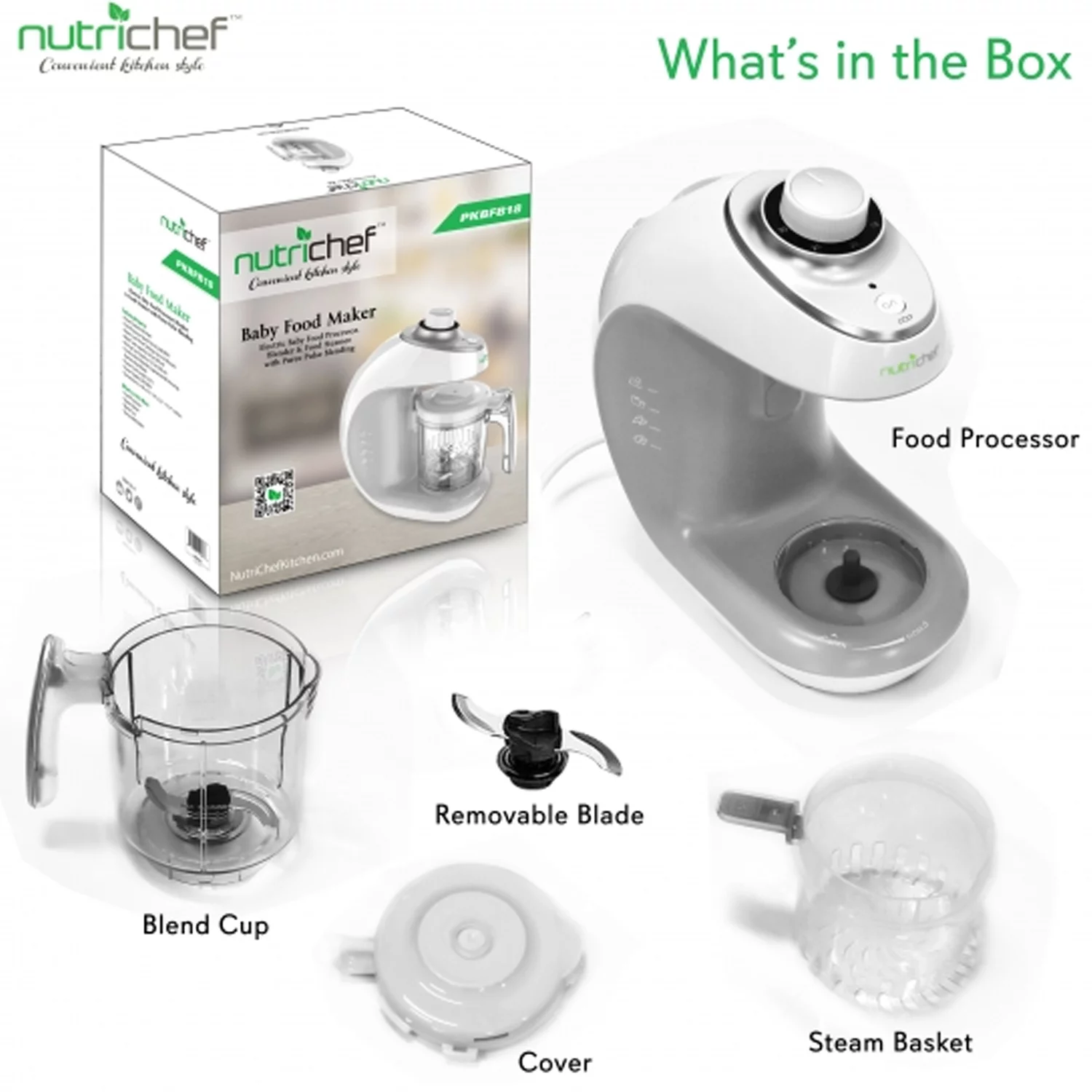 NutriChef PKBFB18 Electric Baby Food Maker Puree Food Processor. Blender. and Steamer