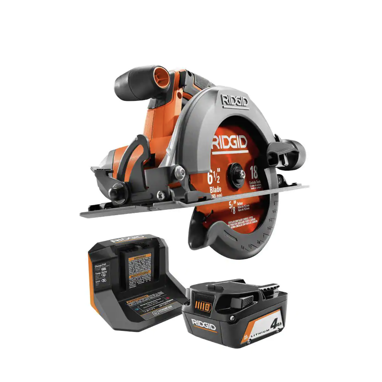 Ridgid 18V Cordless 6-1/2 in. Circular Saw Kit with (1) 4.0 Ah Battery and Charger