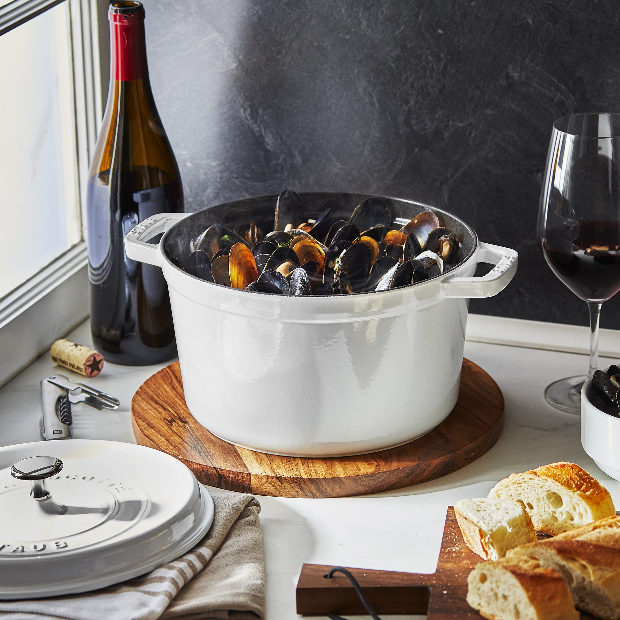 Staub Enameled Cast Iron Deep Oven. 5-Qt.. White