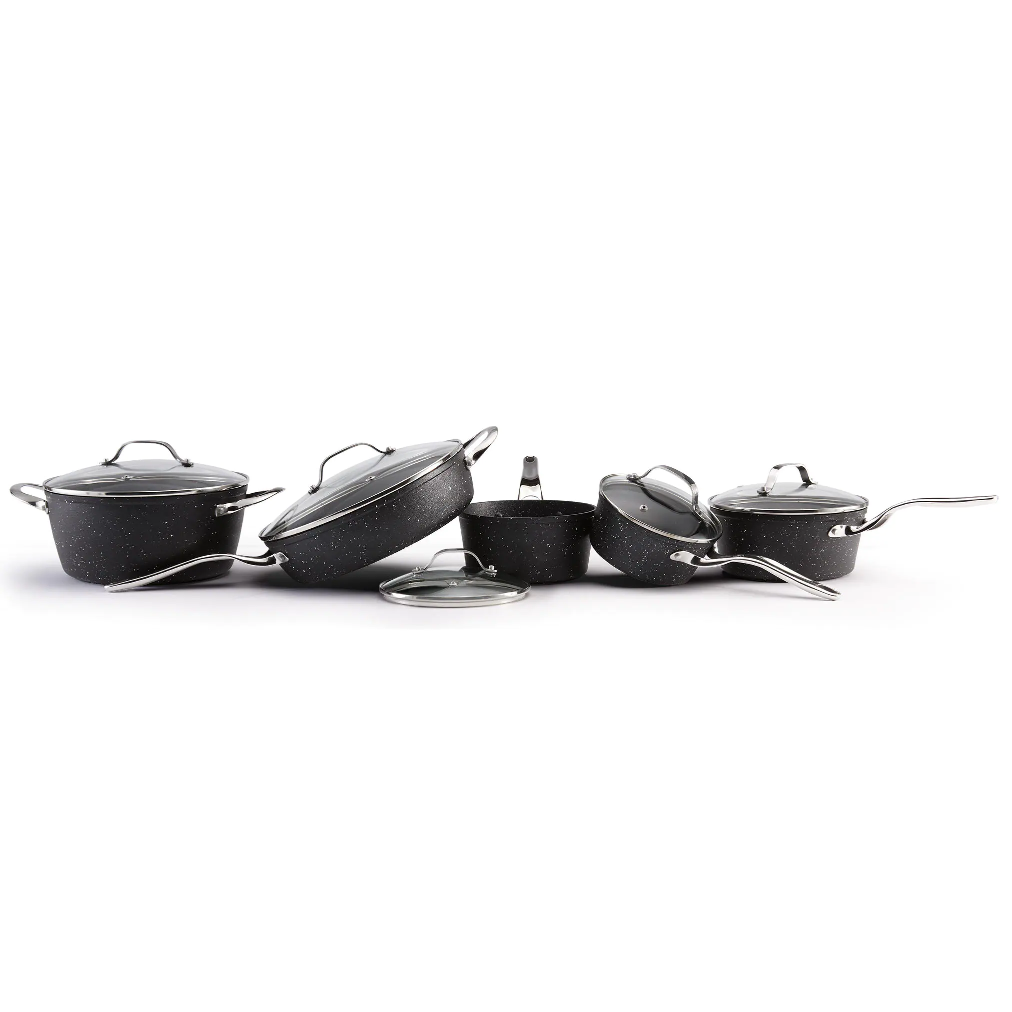Starfrit The Rock 10-Piece Aluminum Nonstick Cookware Set In Black Speckle