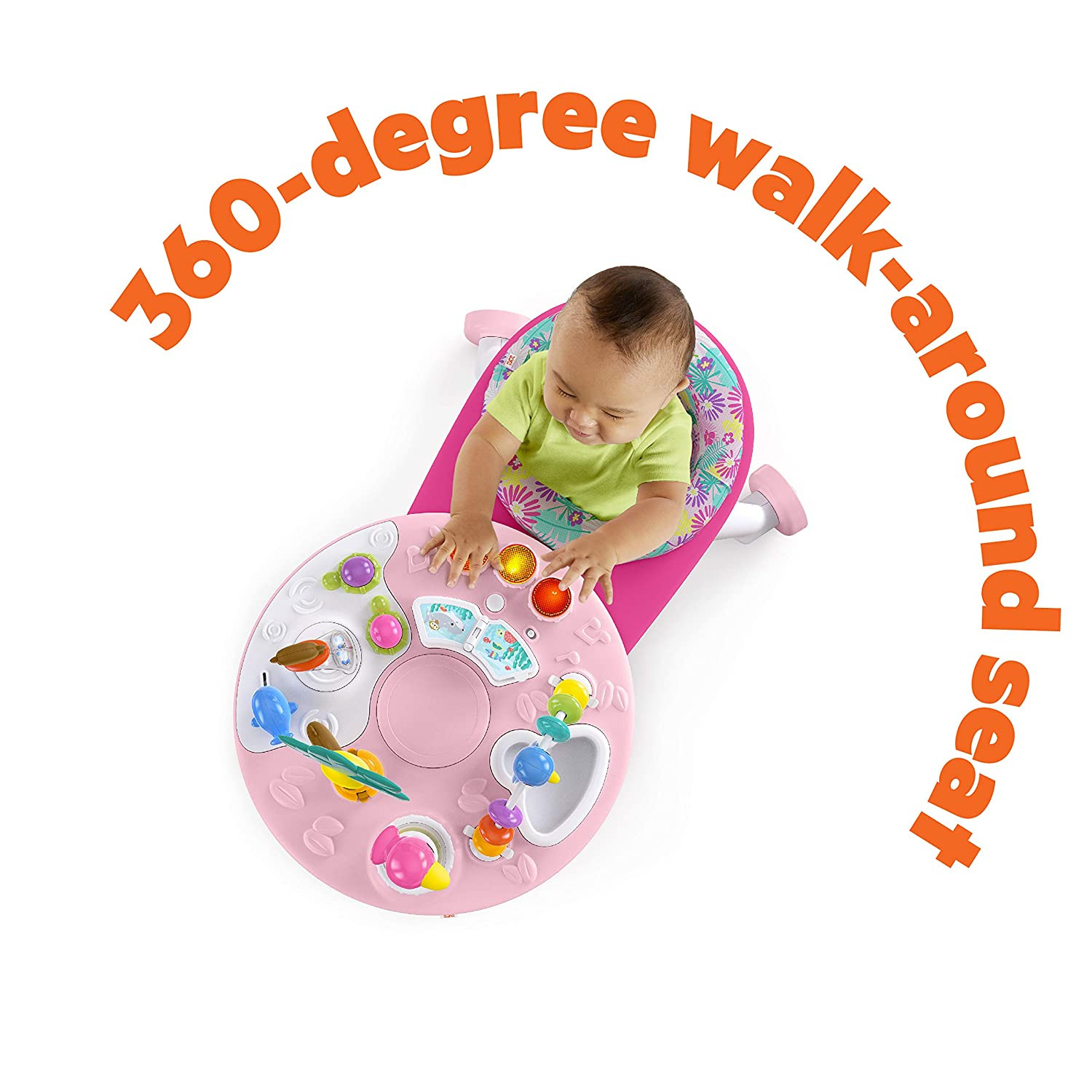 Bright Starts Around We Go 2-in-1 Walk-Around Baby Activity Center & Table. Tropic Coral
