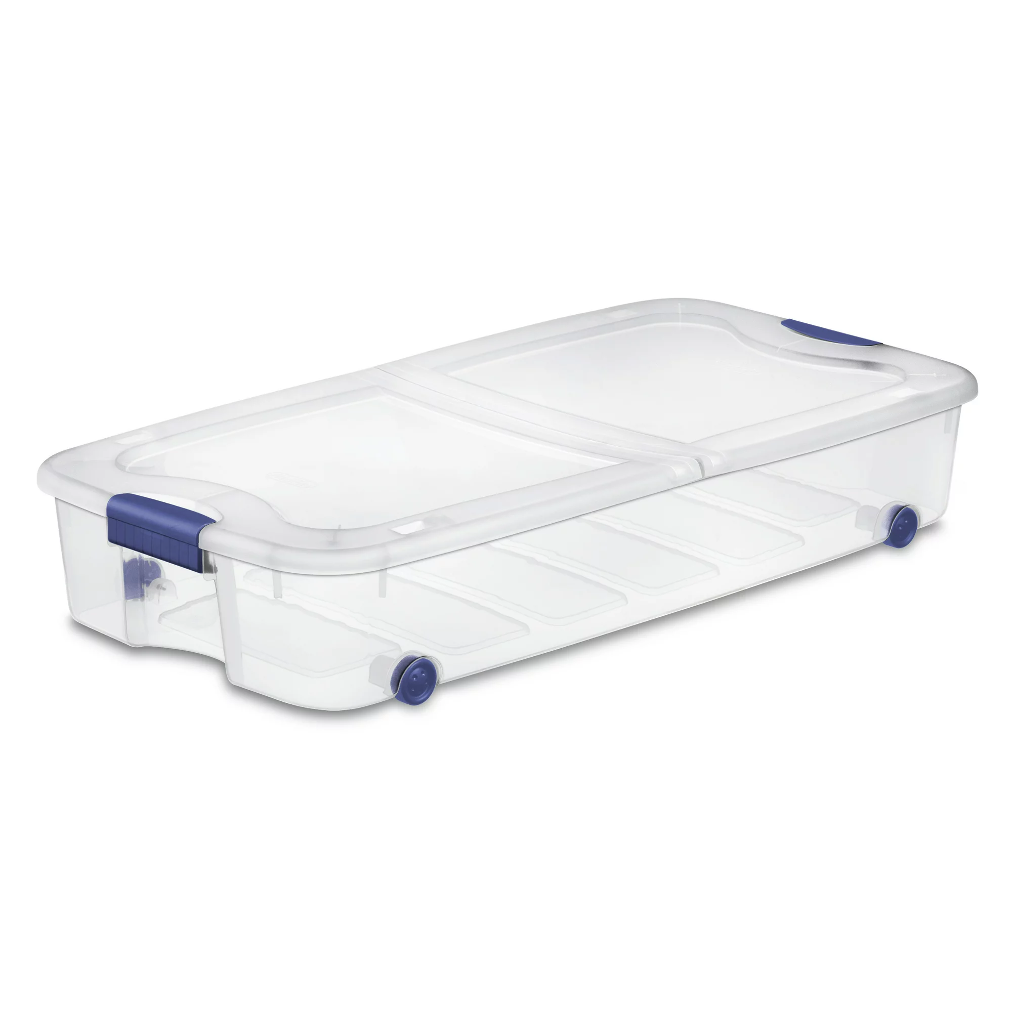 Sterilite 66 Qt. Ultra Storage Box Plastic. Stadium Blue. Set of 4