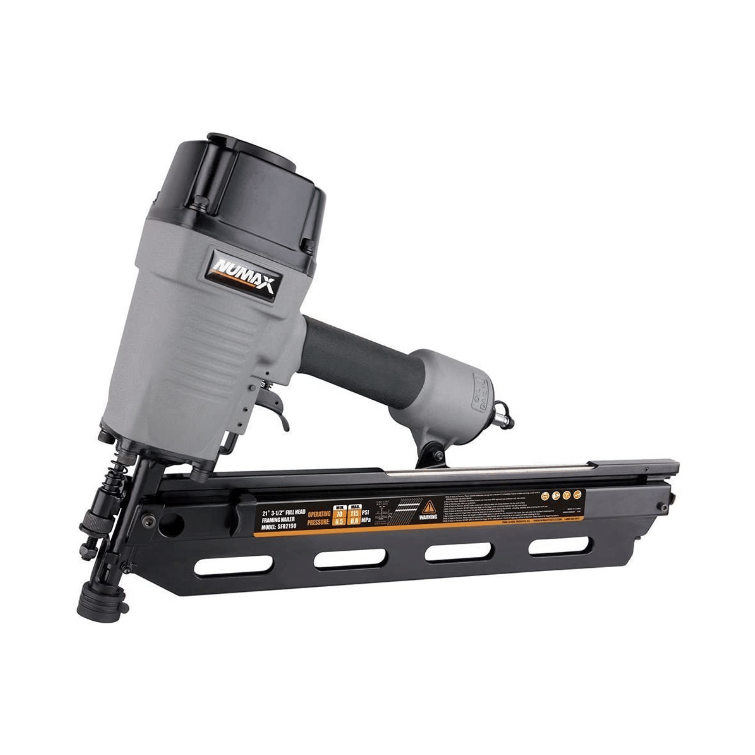 NuMax Pneumatic 21 Degree 3-1/2″ Full Round Head Framing Nailer Ergonomic
