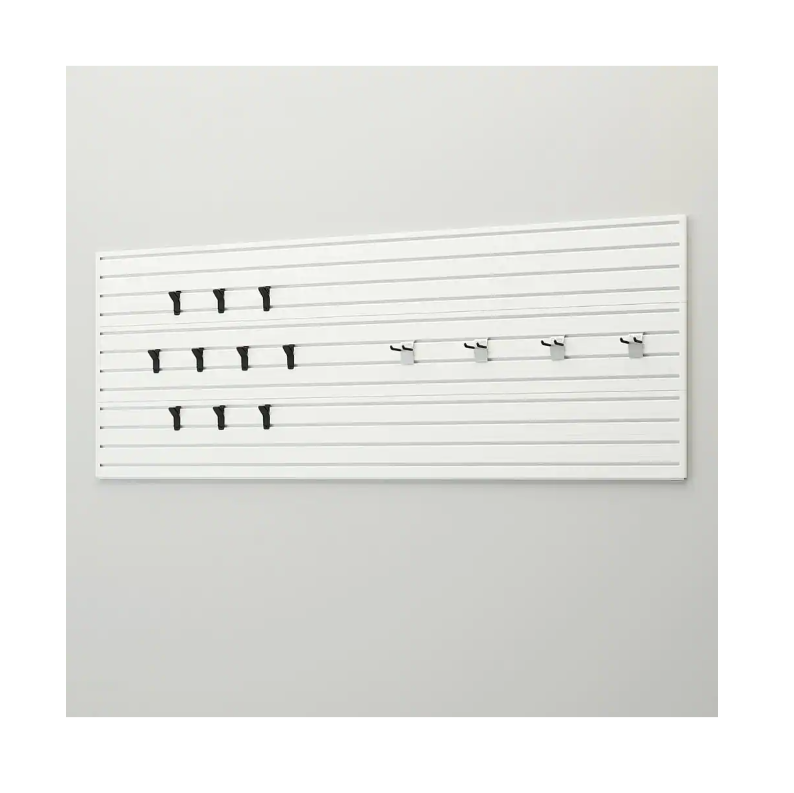 Flow Wall 36 in. H x 96 in. W Modular Garage Slat Wall Panel Set With Storage Hooks In White (14-Piece)