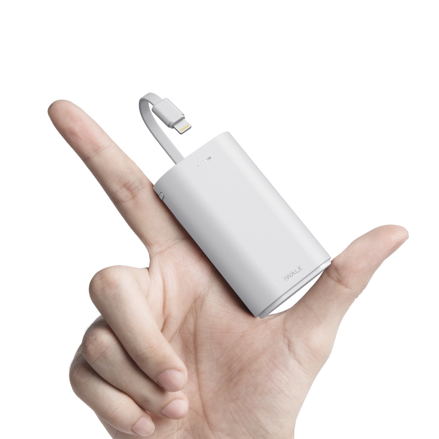 iWALK Brick Portable Charger 9000mAh Ultra-Compact Power Bank with Built-in Cable. White