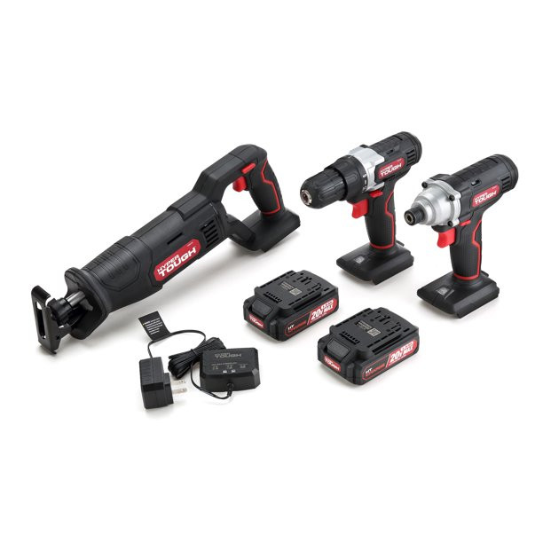 Hyper Tough 3/8 inch Cordless Drill. 1/4 inch Impact Driver & Reciprocating Saw Combo Kit
