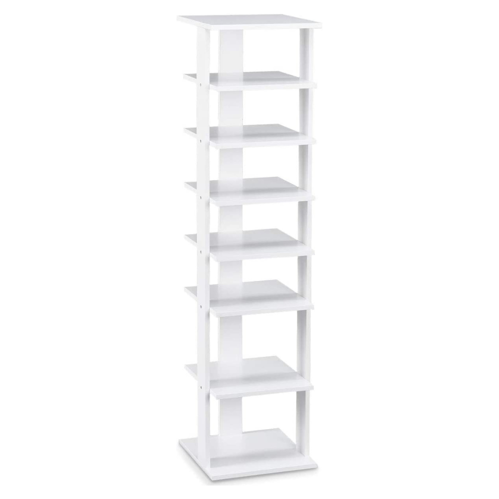 Costway Wooden Shoes Storage Stand 7 Tiers. White