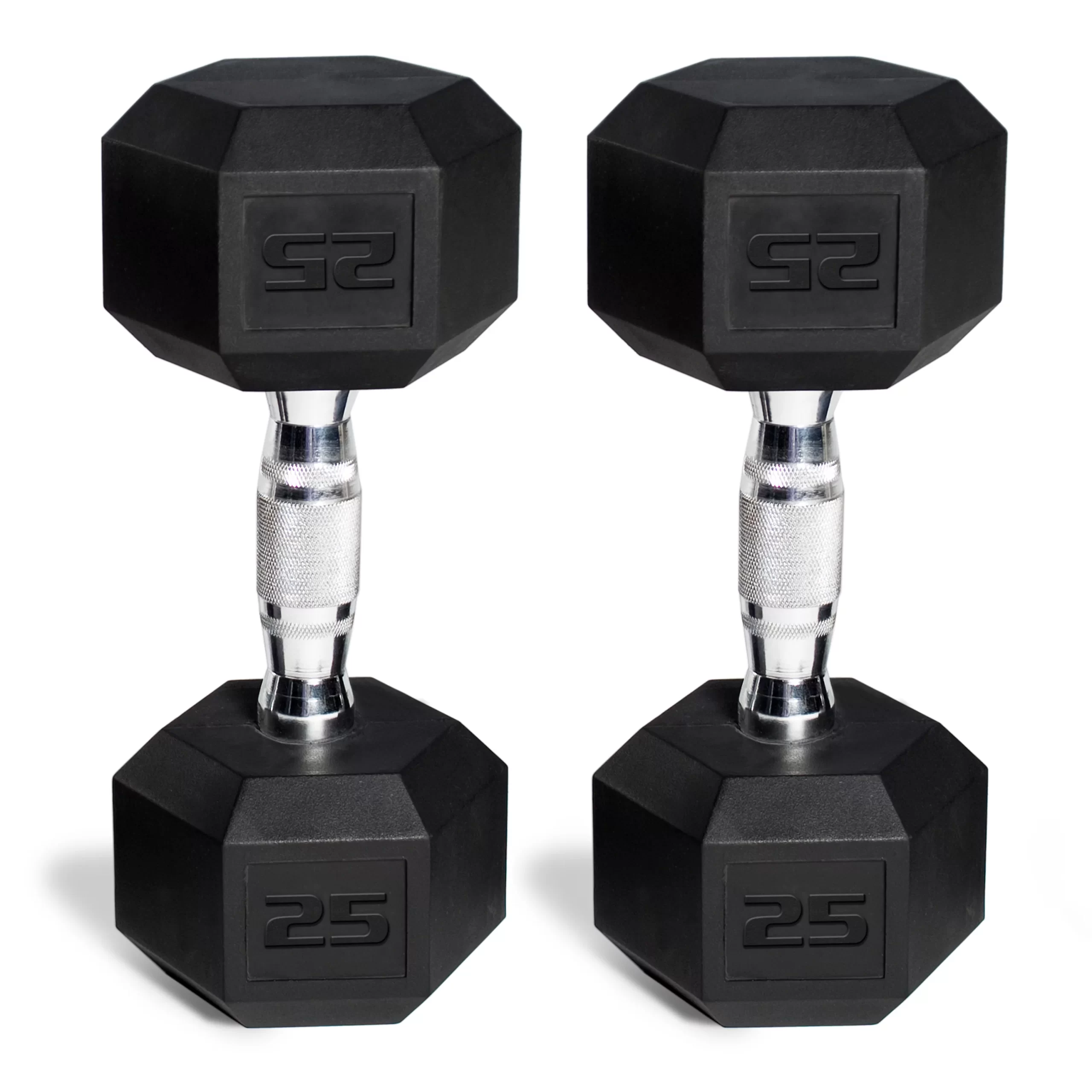 CAP Barbell. 25lb Coated Rubber Hex Dumbbell. Pair (Ships in 2 Boxes)
