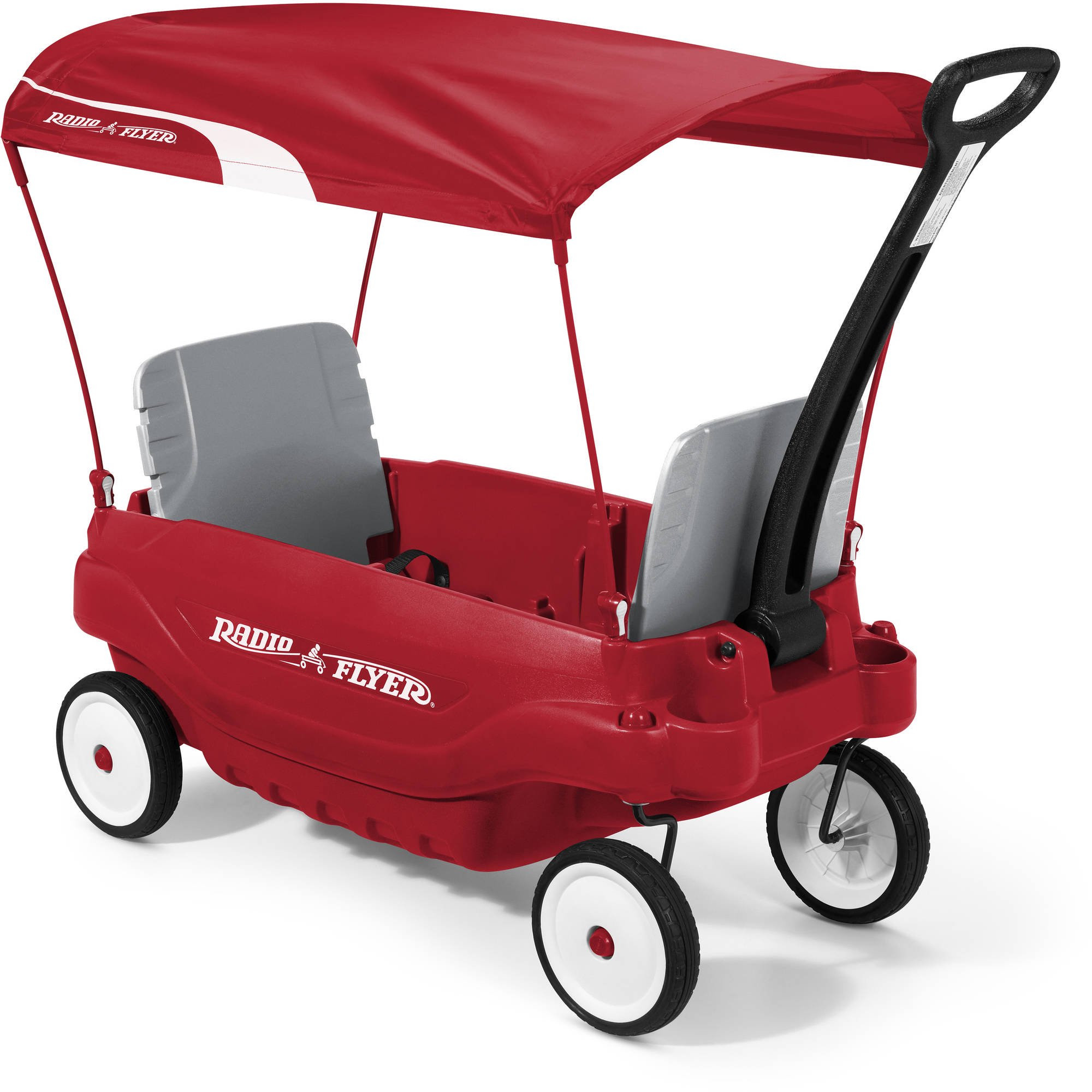 Radio Flyer Deluxe Family Wagon with Canopy. Folding Seats. Red