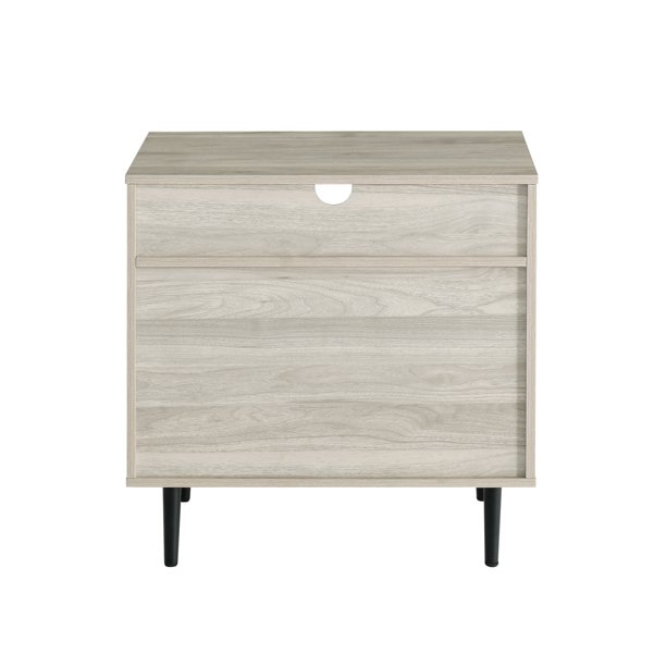 Manor Park Modern Nightstand With Drawers And Shelves. Birch