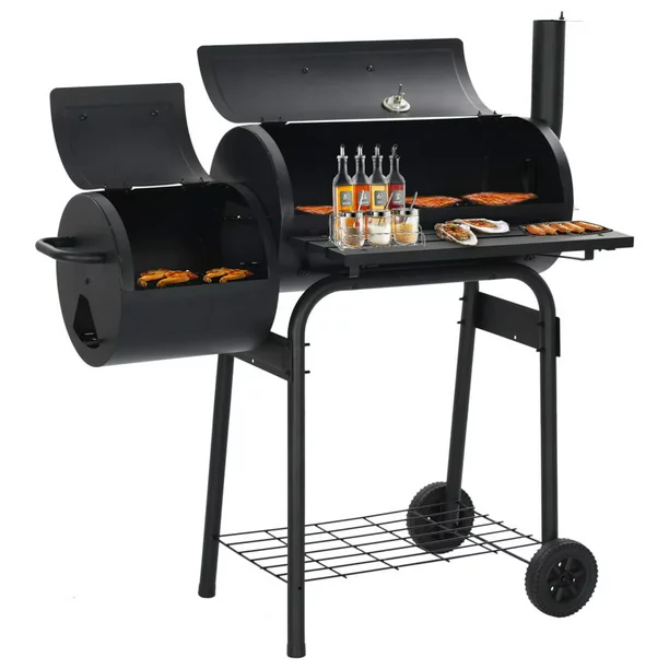 Sugift Outdoor BBQ Grill Charcoal Grill Barbecue Grill With Offset Smoker