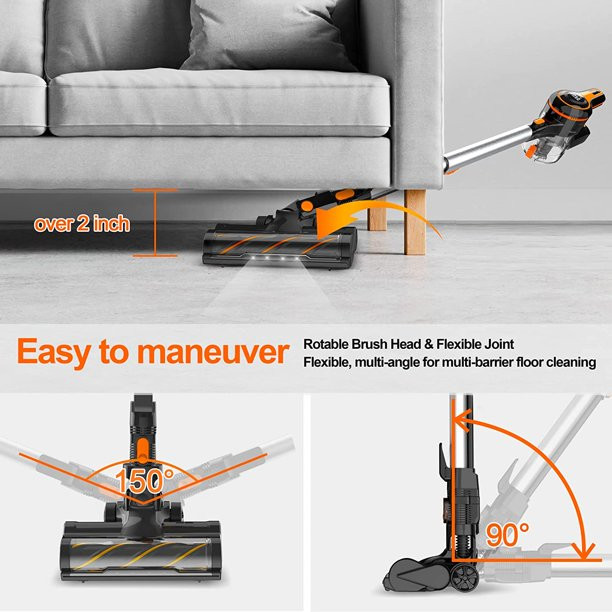 Inse Cordless Vacuum Cleaner. 6-in-1 Stick Vacuum Cleaner. Orange