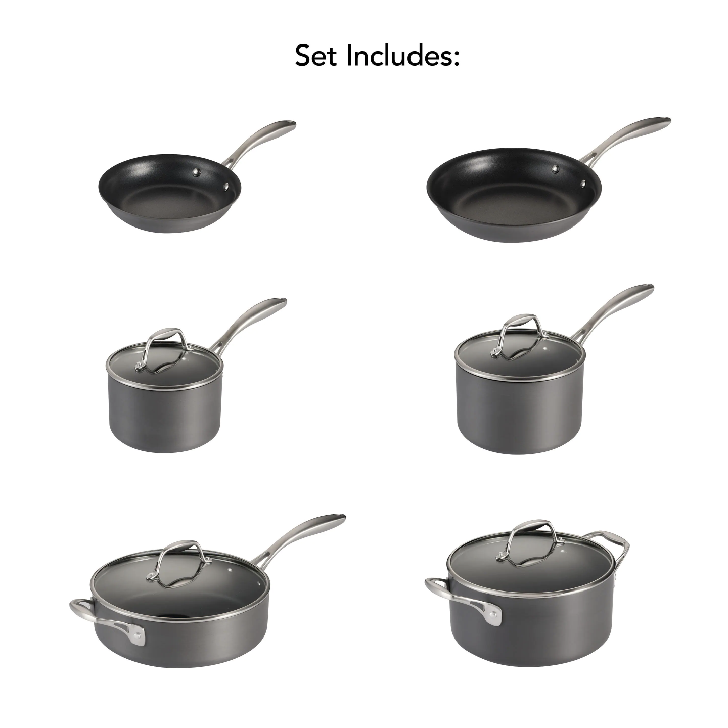 Tramontina 10-Piece Hard Anodized Cookware Set. Gray