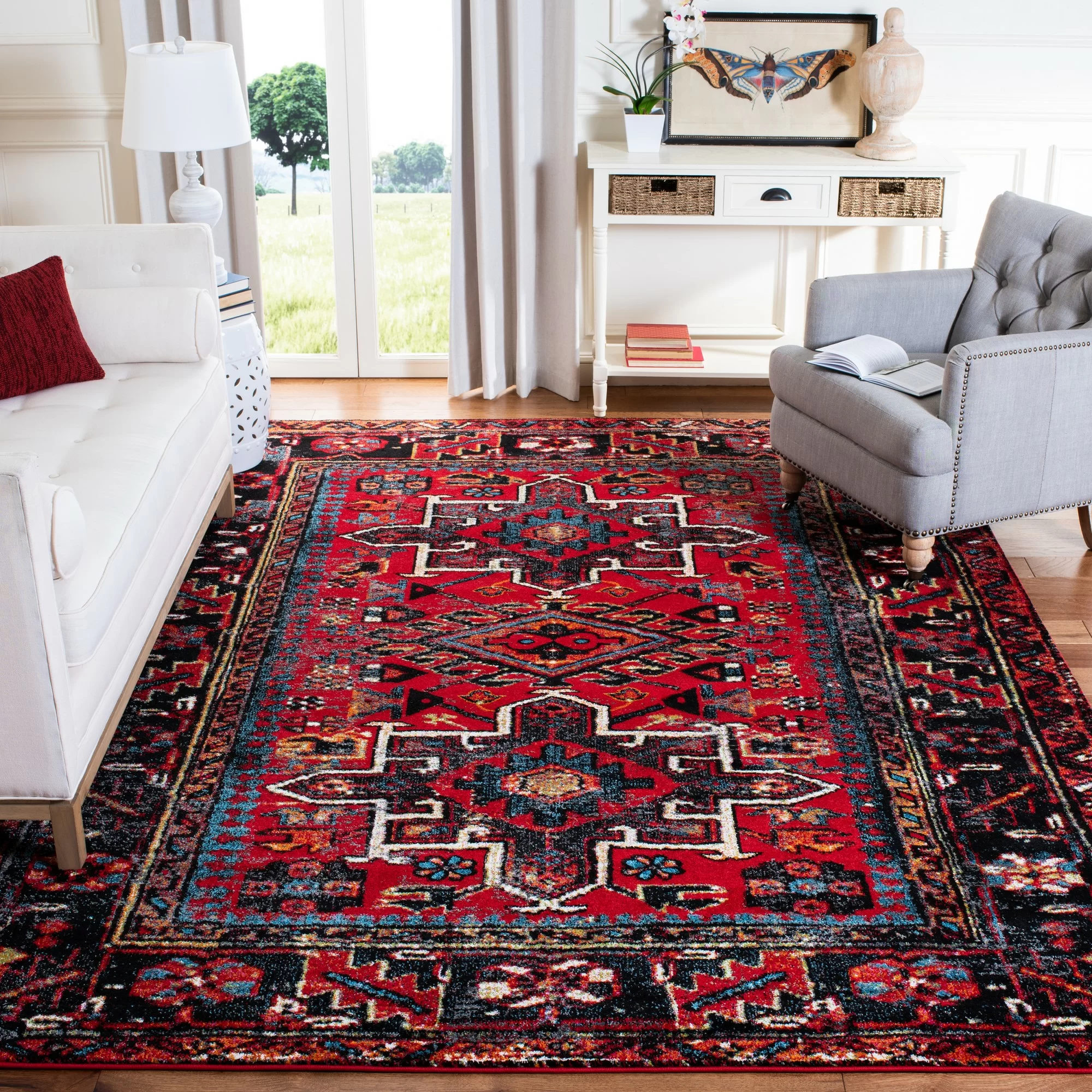 Union Rustic Amaniya Machine Woven/ Power Loomed Performance Red Rug. Rectangle 10-6″ x 14′