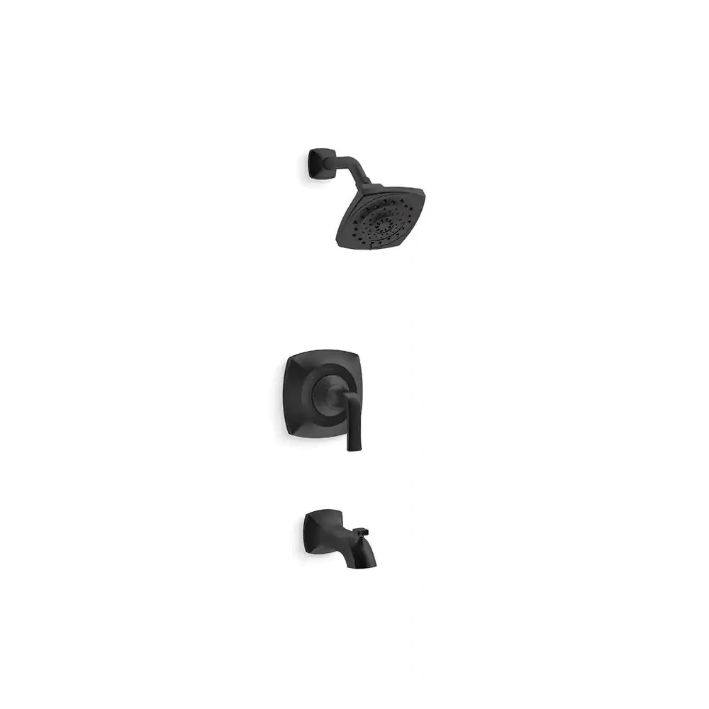 Kohler Rubicon 1-Handle 3-Spray Tub and Shower Faucet in Matte Black. Valve Included (K-R76217-4G-BL)