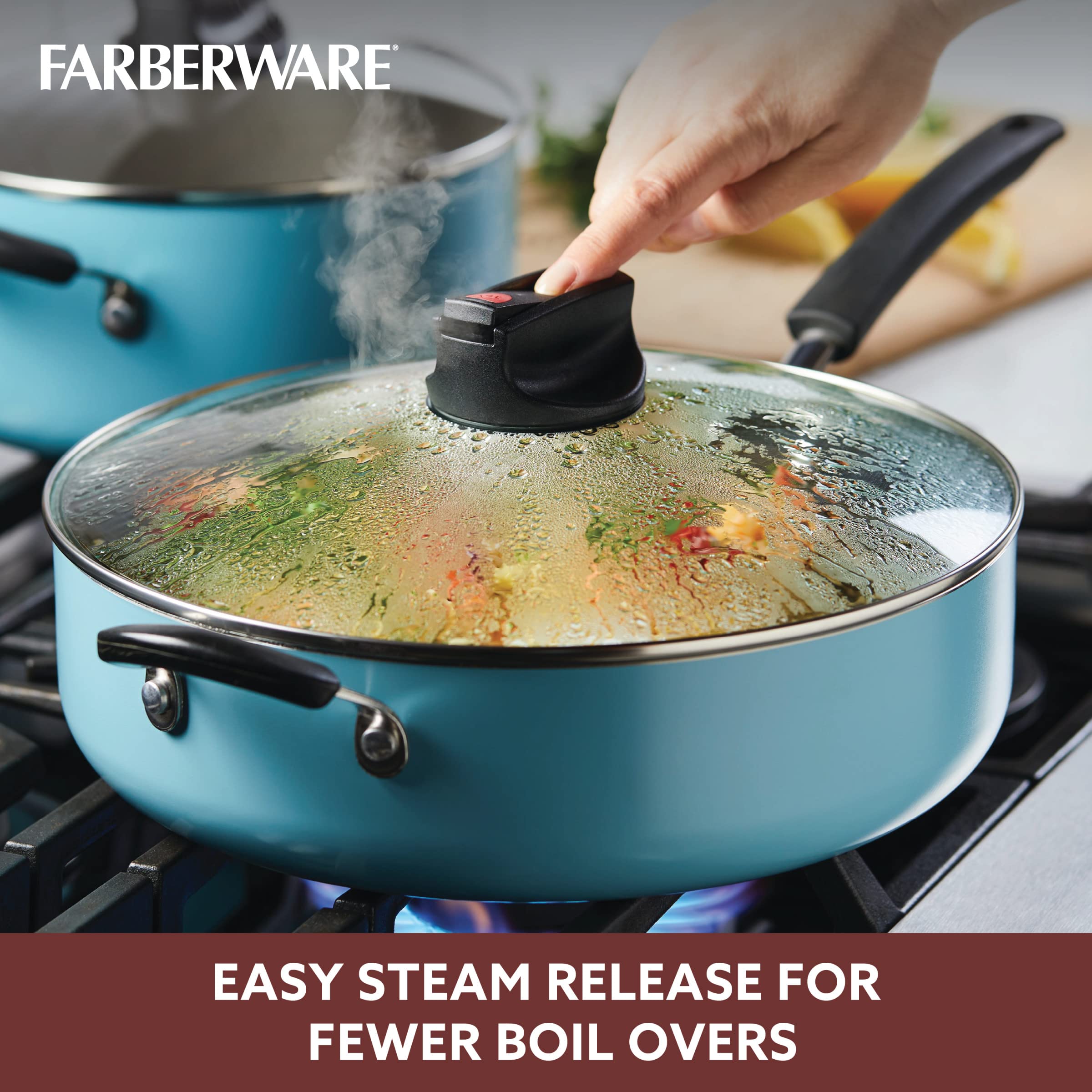 Farberware Smart Control 6-qt. Nonstick Jumbo Cooker with Helper Handle. Blue