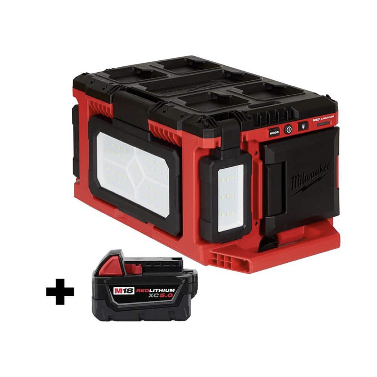 Milwaukee M18 18-Volt Lithium-Ion Cordless PACKOUT 3000 Lumens LED Light. Charger