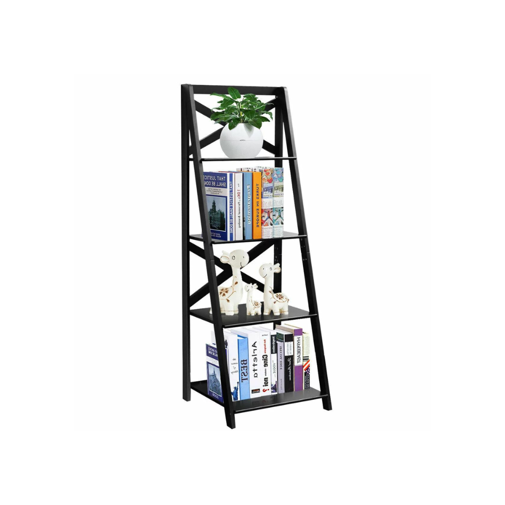 Costway 4-Tier Ladder Shelf Bookshelf Bookcase Storage Display Leaning Home Office Decor