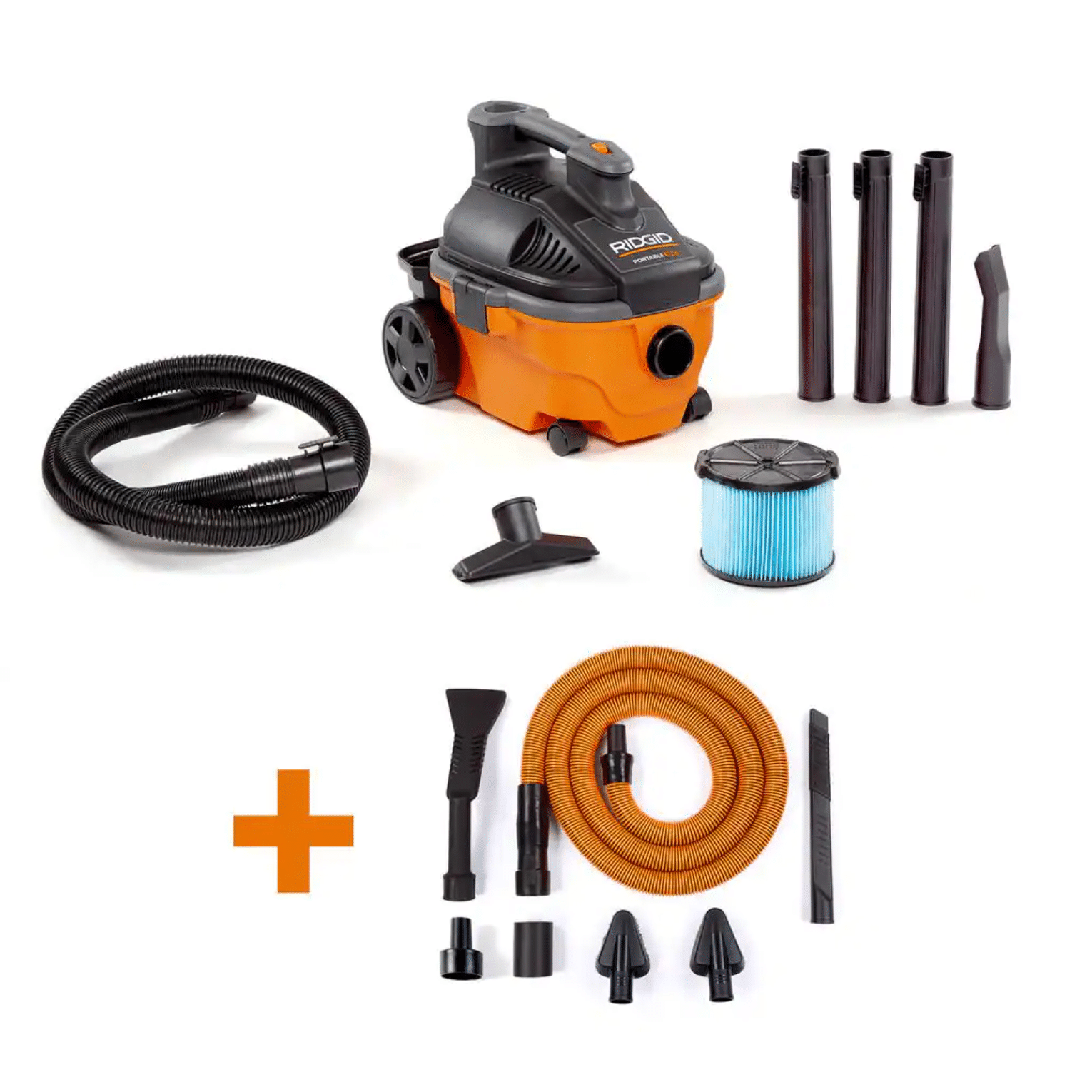 Ridgid WD4070C 4 Gallon 5.0-Peak HP Portable Wet/Dry Shop Vacuum with Fine Dust Filter. Hose. Accessories & Premium Car Cleaning Kit