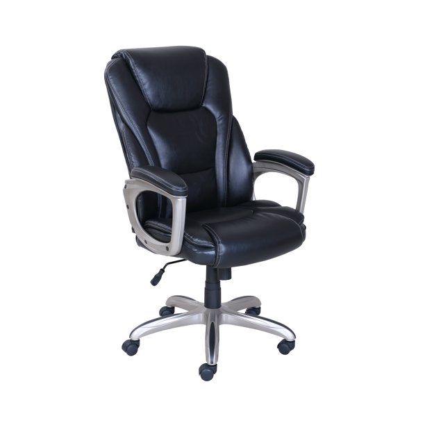 Serta Big & Tall Bonded Leather Commercial Office Chair With Memory Foam. Black