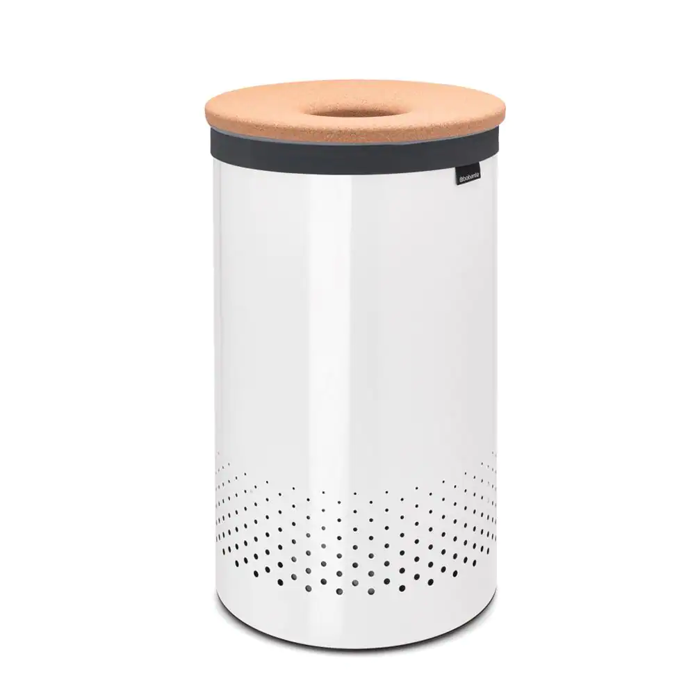 Brabantia 16 Gal. (60L) Laundry Hamper White With Cork Lid
