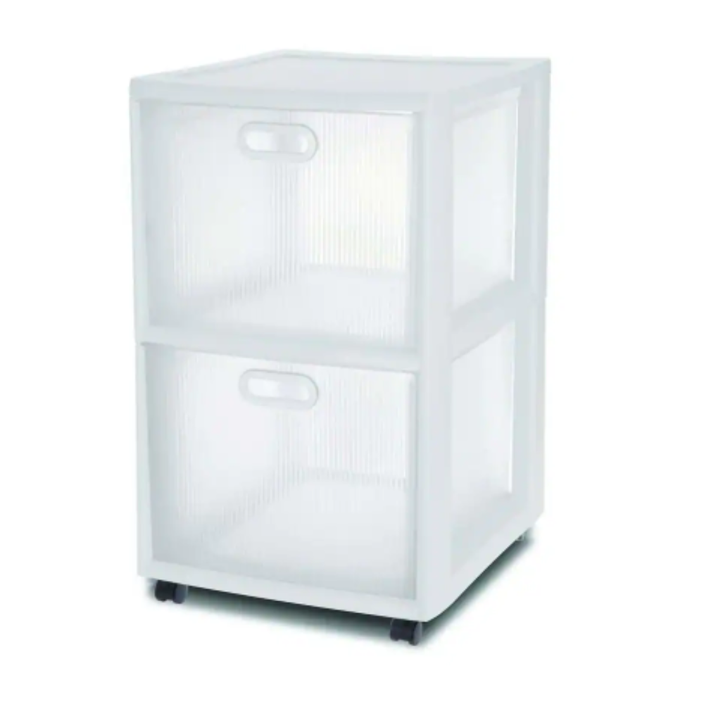 Sterilite Ultra 26.25 in. H x 16 in. W x 18 in. D 2 Drawer Portable Rolling Storage Cart White (4-Pack)