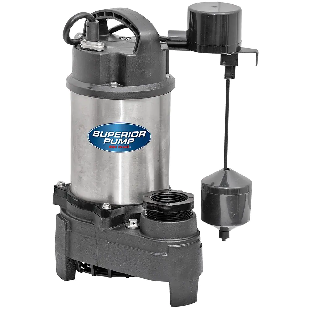 Superior Pump 1 HP Submersible Stainless Steel-Cast Iron Sump Pump With Vertical Float Switch