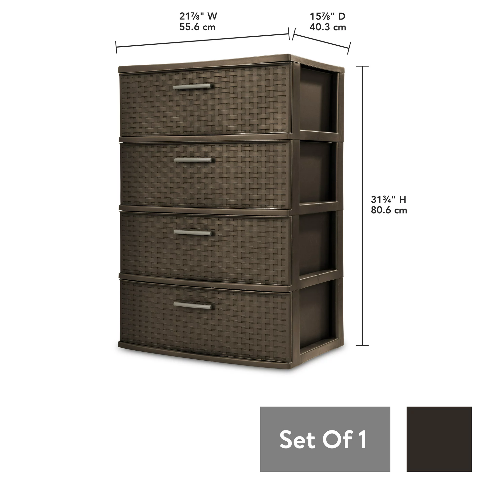 Sterilite 4-Drawer Wide Weave Tower. Espresso