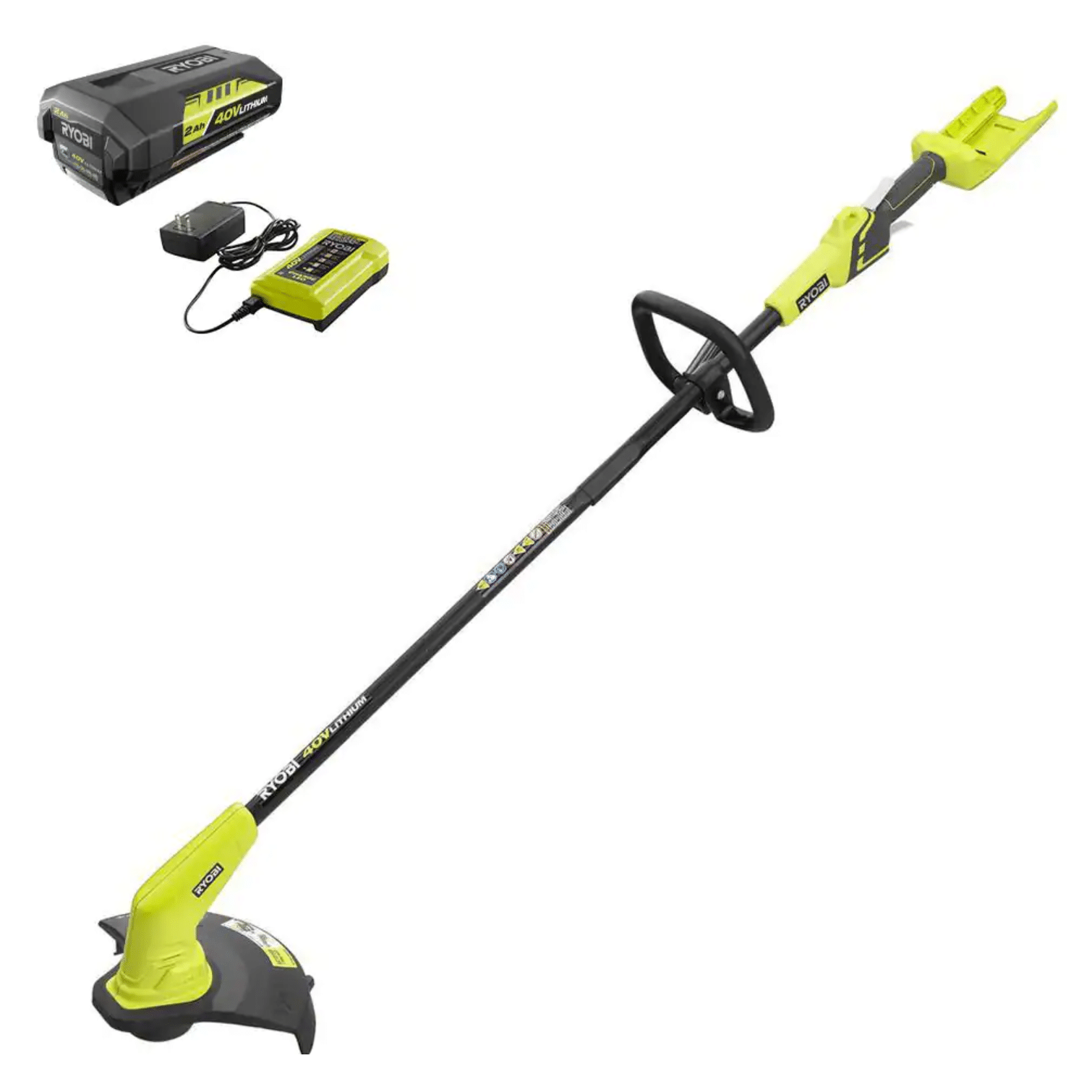 Ryobi 40V 12 in. Cordless Battery String Trimmer with 2.0 Ah Battery and Charger (RY40240)