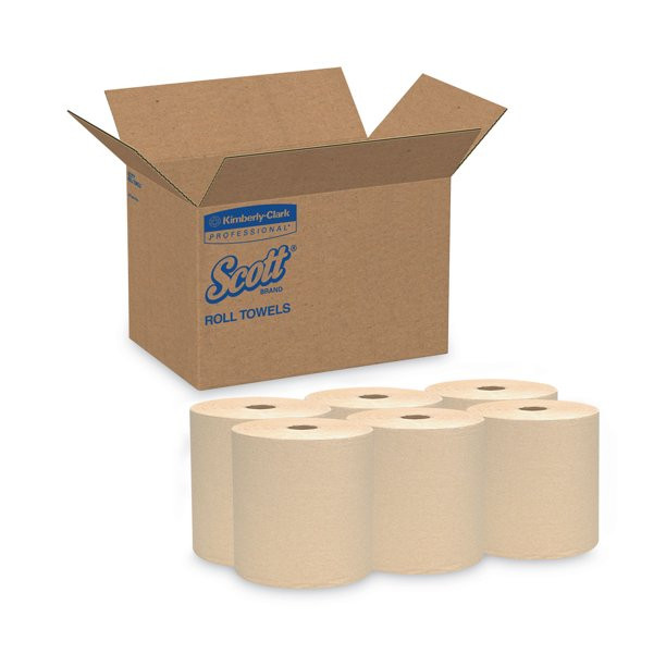 Scott Essential Hard Roll Towels. 1.5″ Core. 8 x 800 ft. Natural. 12 Rolls/Carton -KCC04142