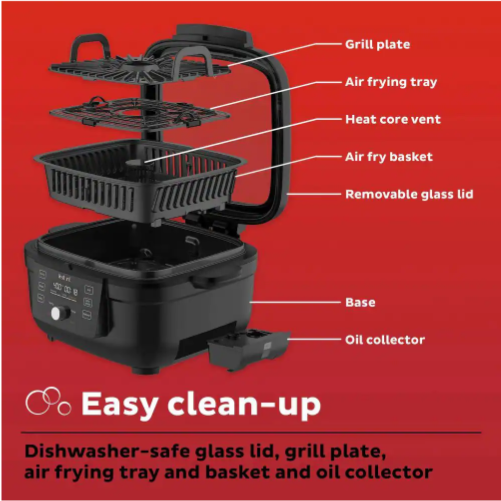 Instant 4 qt. Indoor Grill and Air Fryer Black with OdorEase and ClearCook Window