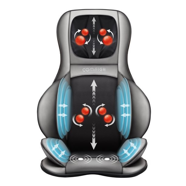Comfier Shiatsu Neck & Back Massager Chair. 2D/3D Back Massage Cushion