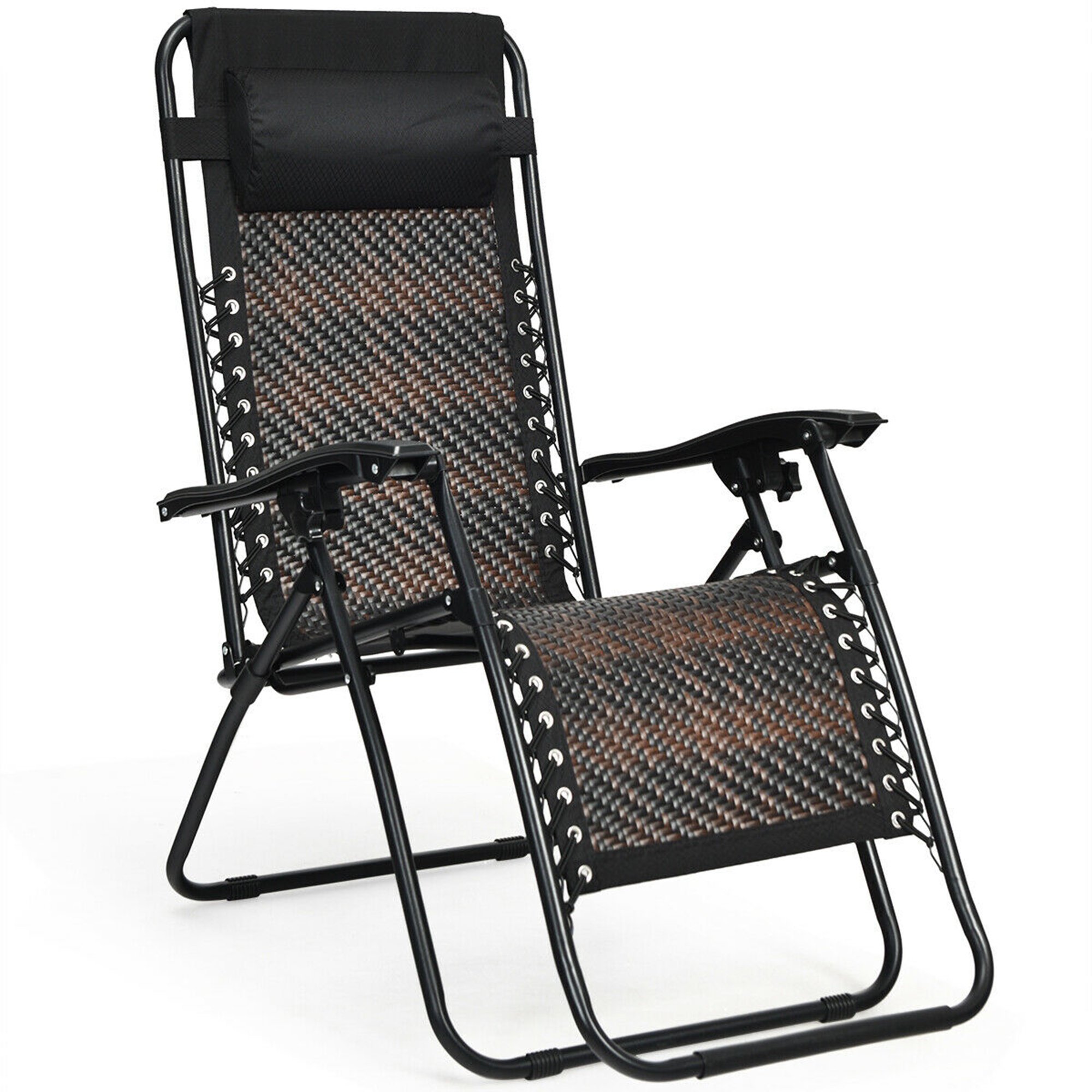 Gymax Rattan Zero-Gravity Chair. Black