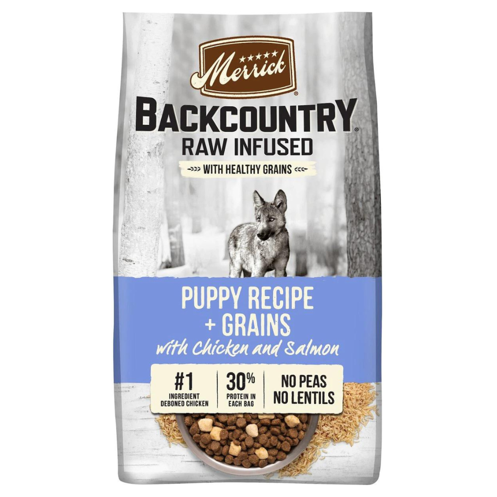 Merrick Backcountry Raw Infused Puppy Recipe + Grains with Chicken & Salmon Freeze-Dried. 10-lb bag