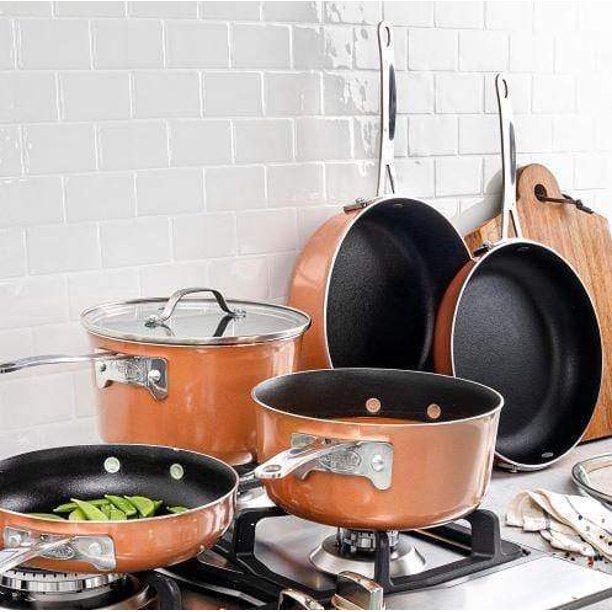 Gotham Steel Stackmaster 10 Piece Stackable Pan Non-Stick Cookware Set