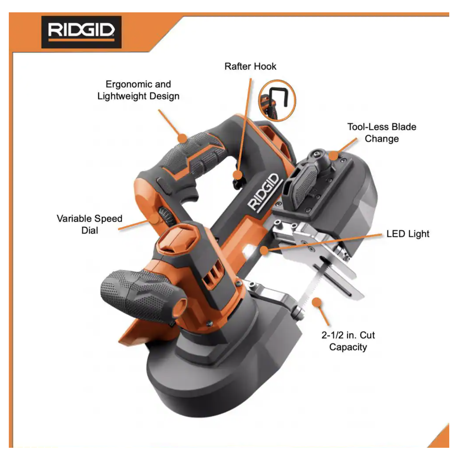 Ridgid 18V Cordless Compact Band Saw Kit with (1) 4.0 Ah Battery and Charger (R8604KN)