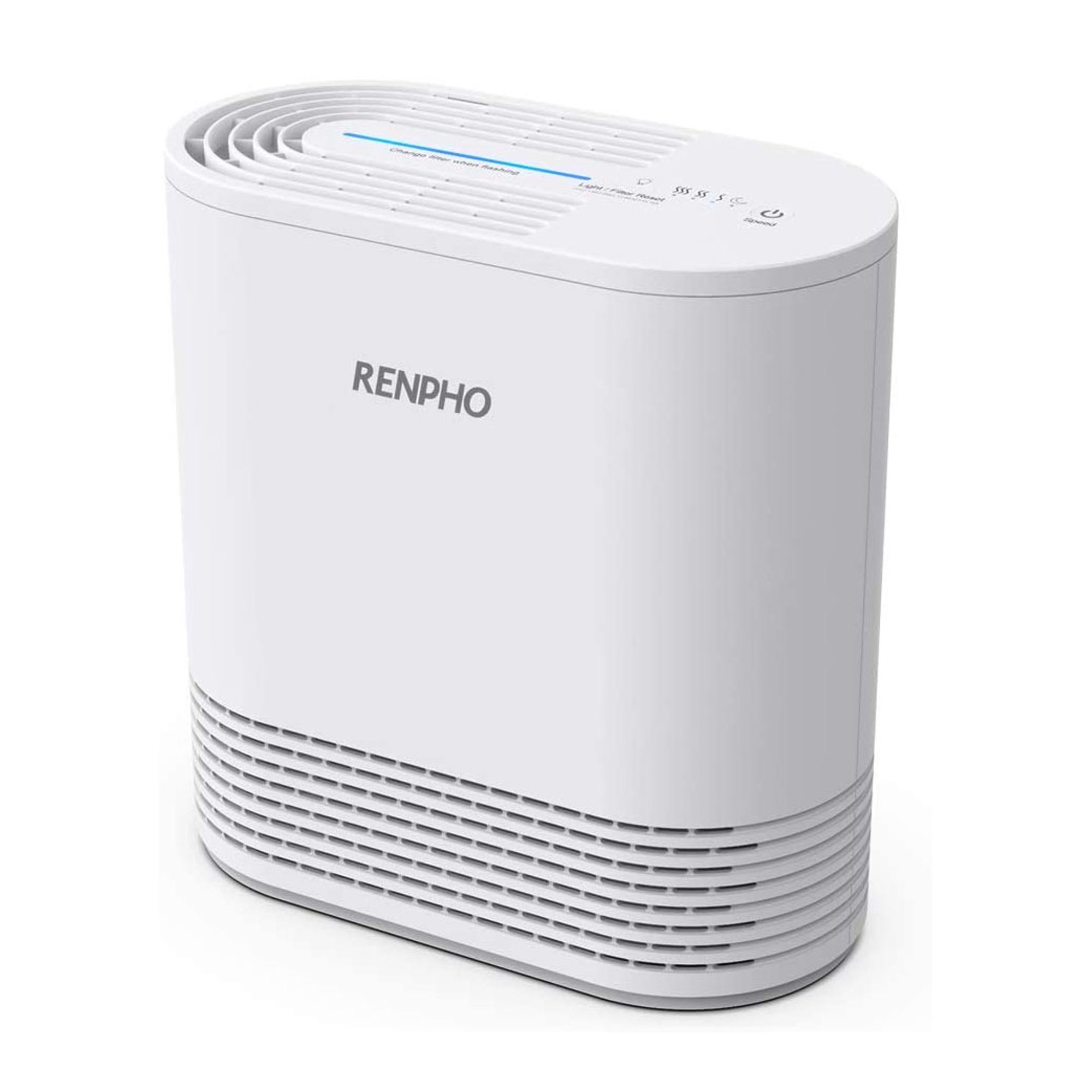 Renpho Air Purifier for Home. H13 True HEPA Filter Air Cleaner for Allergies & Pets with 3-Stage Filtration System. White