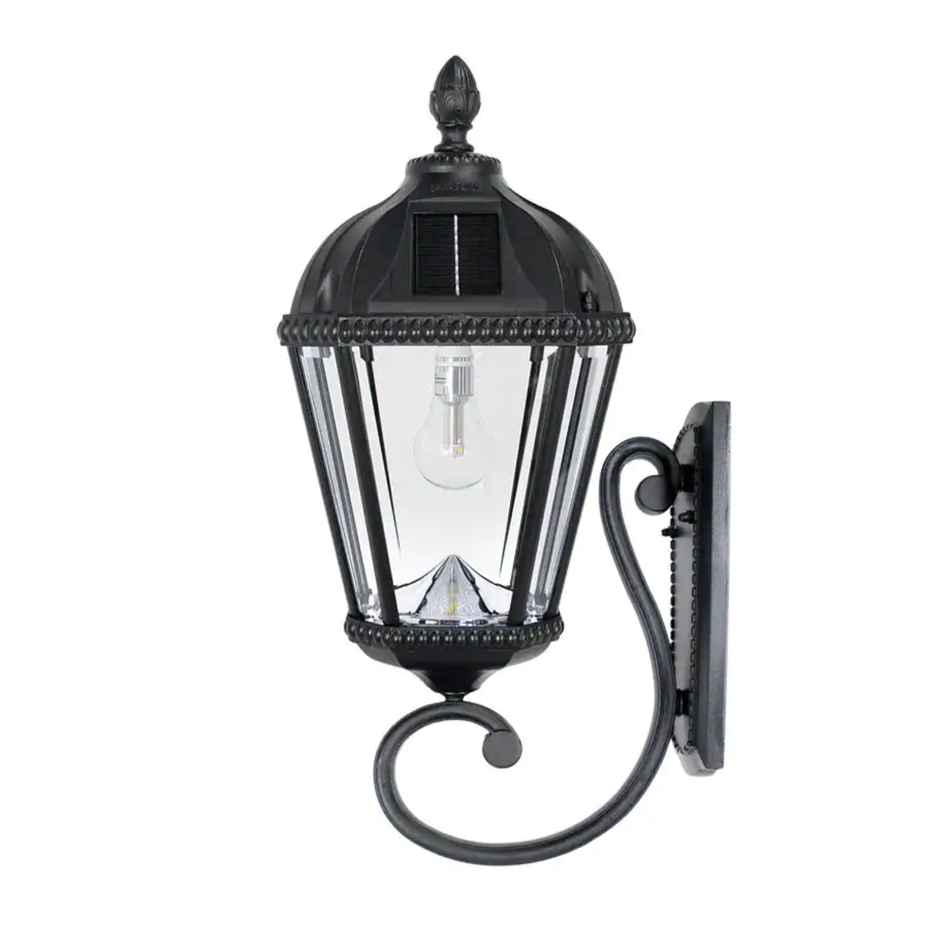 Gama Sonic Royal Bulb Series 1-Light Black Outdoor Integrated LED Solar Wall Sconce