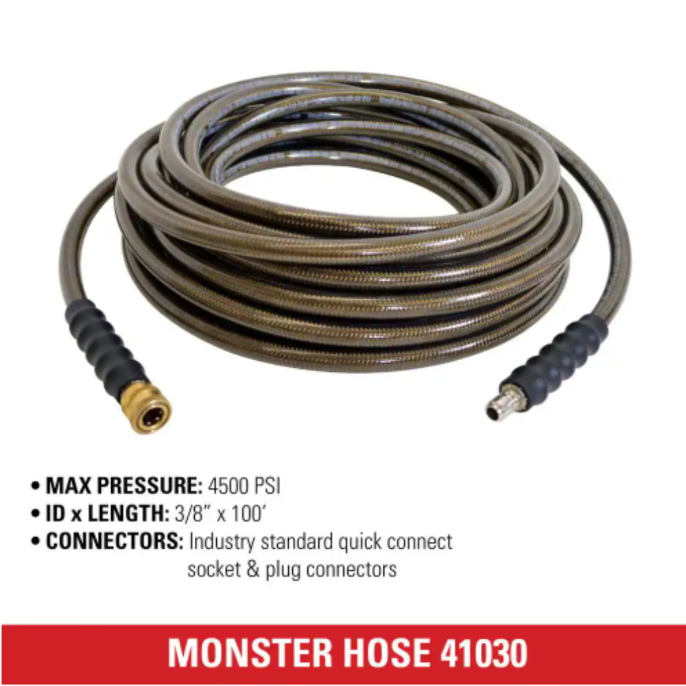 Simpson Monster Hose 3/8 In. x 100 ft. Replacement/Extension Hose with QC Connections for 4500 PSI Cold Water Pressure Washers