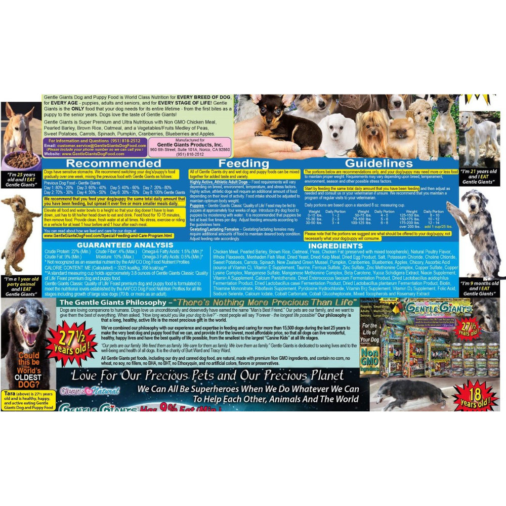 Gentle Giants Natural Non-GMO Dog & Puppy Chicken Dry Dog Food