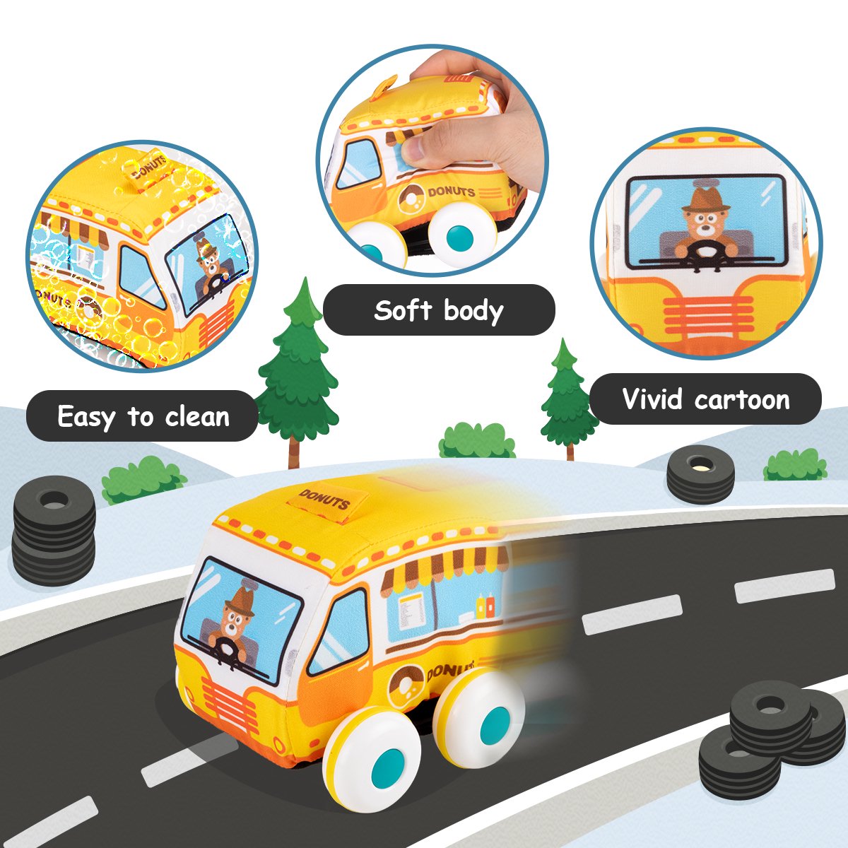 UNIH Baby Pull-Back Car Vehicle Playset (12 Pieces). Combination Pull-Back Car